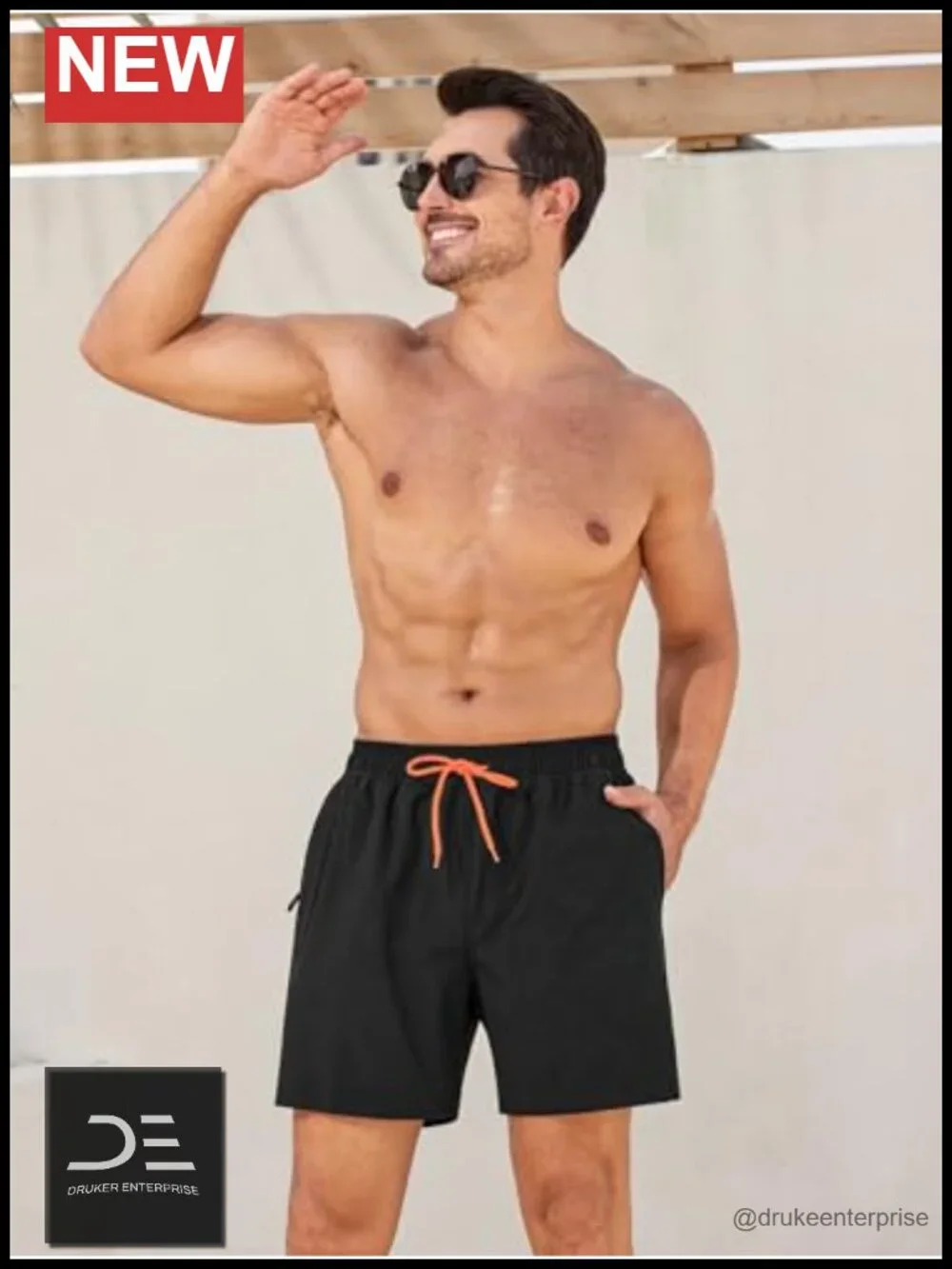 Men's Quick Dry Swim Trunks with Compression Liner and Zipper Pockets